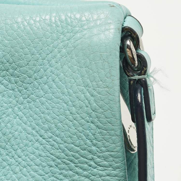 Pre Owned Marc by Marc Jacobs Classic Q Percy Turquoise Blue Leather Crossbody Bag