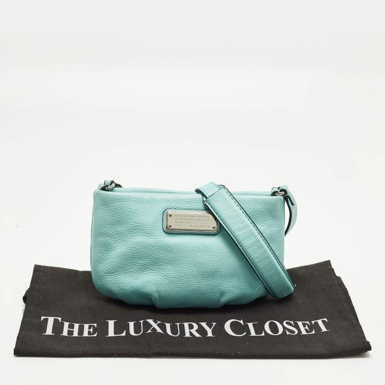 Pre Owned Marc by Marc Jacobs Classic Q Percy Turquoise Blue Leather Crossbody Bag