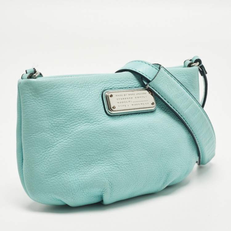 Pre Owned Marc by Marc Jacobs Classic Q Percy Turquoise Blue Leather Crossbody Bag