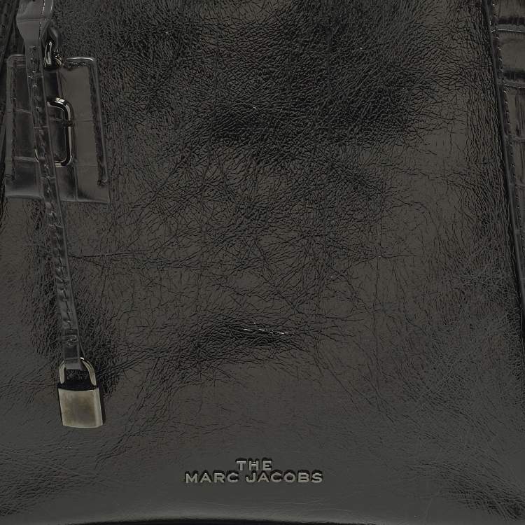 مملوكة مسبقًا Marc by Marc Jacobs The Director Black Patent and Croc Embossed Leather Tote