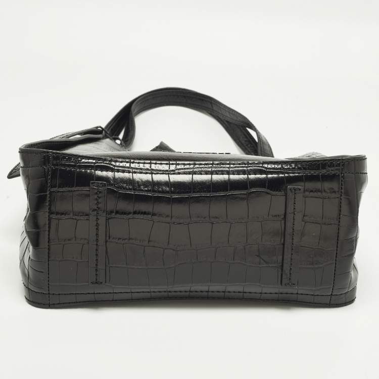 مملوكة مسبقًا Marc by Marc Jacobs The Director Black Patent and Croc Embossed Leather Tote