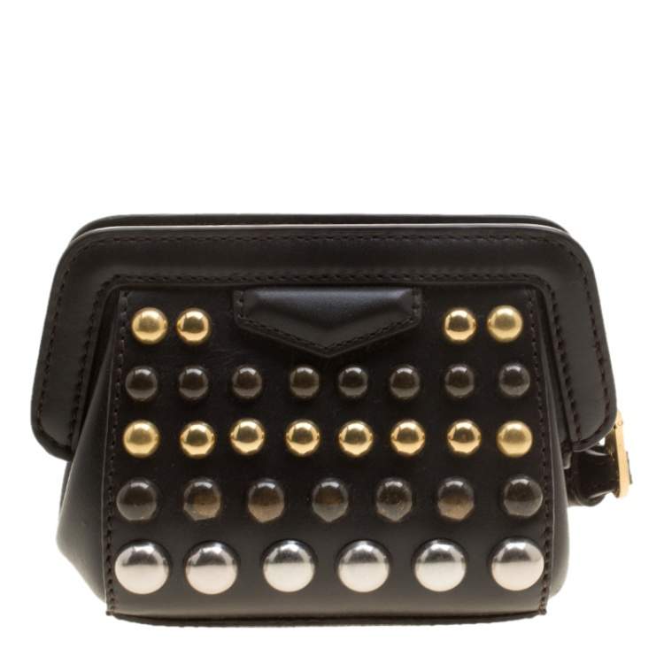 Pre Owned Marc by Marc Jacobs Dark Brown Leather Studded Thunderdome Clutch 