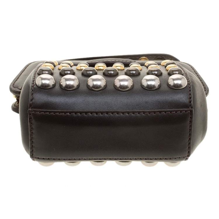 Pre Owned Marc by Marc Jacobs Dark Brown Leather Studded Thunderdome Clutch 