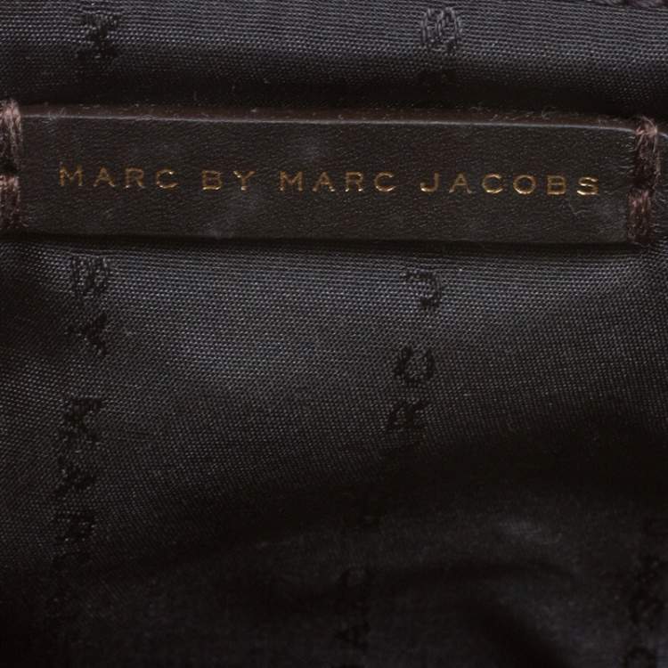 Pre Owned Marc by Marc Jacobs Dark Brown Leather Studded Thunderdome Clutch 