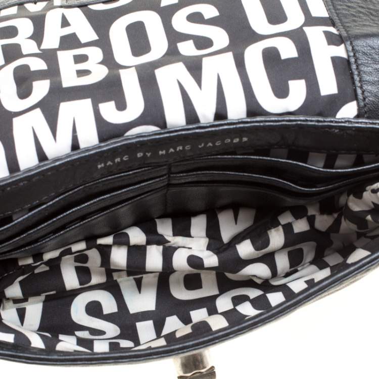 Pre Owned Marc by Marc Jacobs Black Leather Turn Lock Crossbody Bag