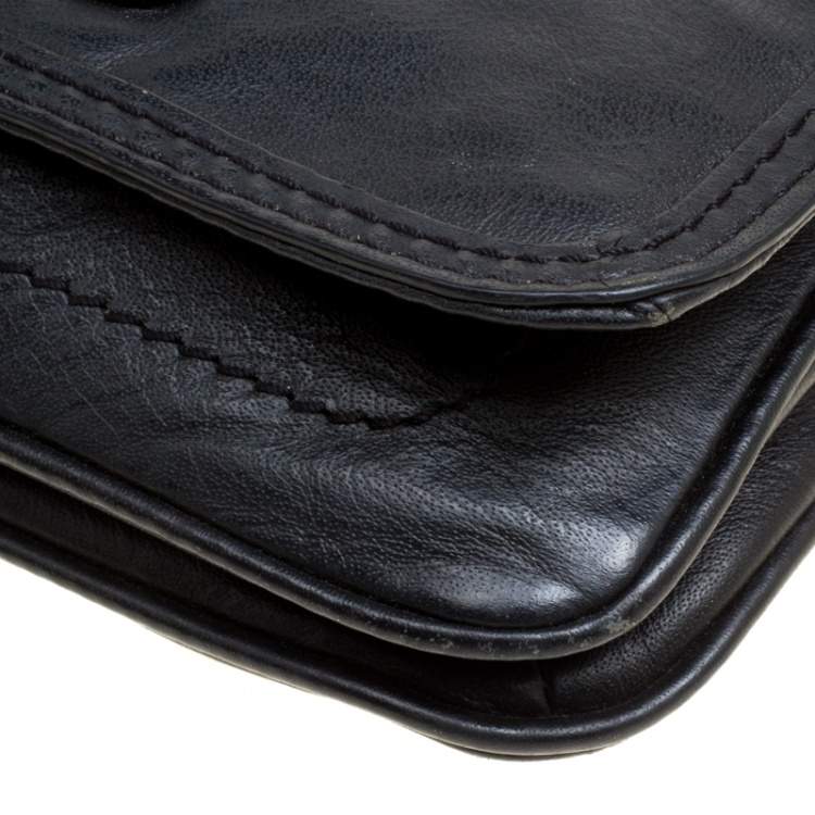 Pre Owned Marc by Marc Jacobs Black Leather Turn Lock Crossbody Bag