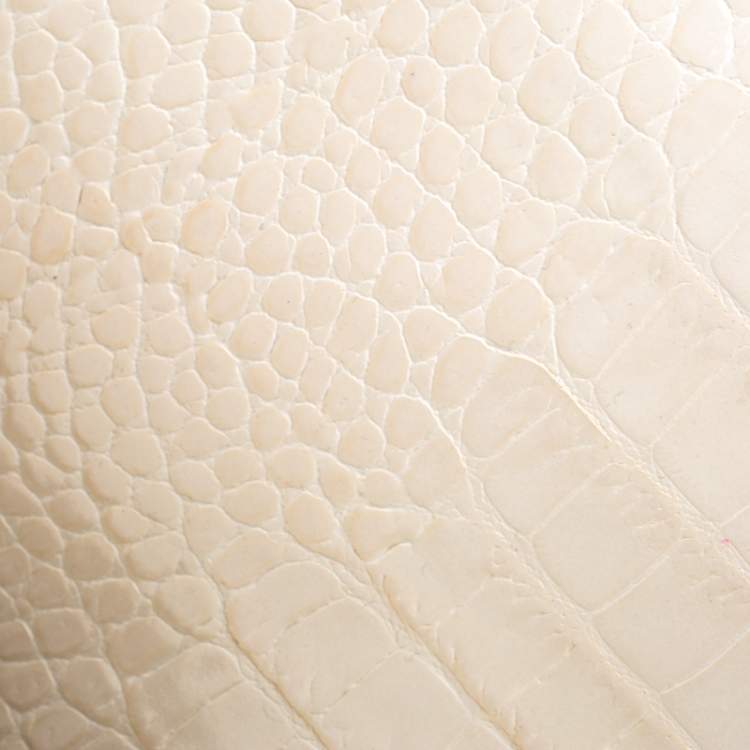 Pre Owned Marc by Marc Jacobs Cream Croc Embossed Leather Chain Shoulder Bag