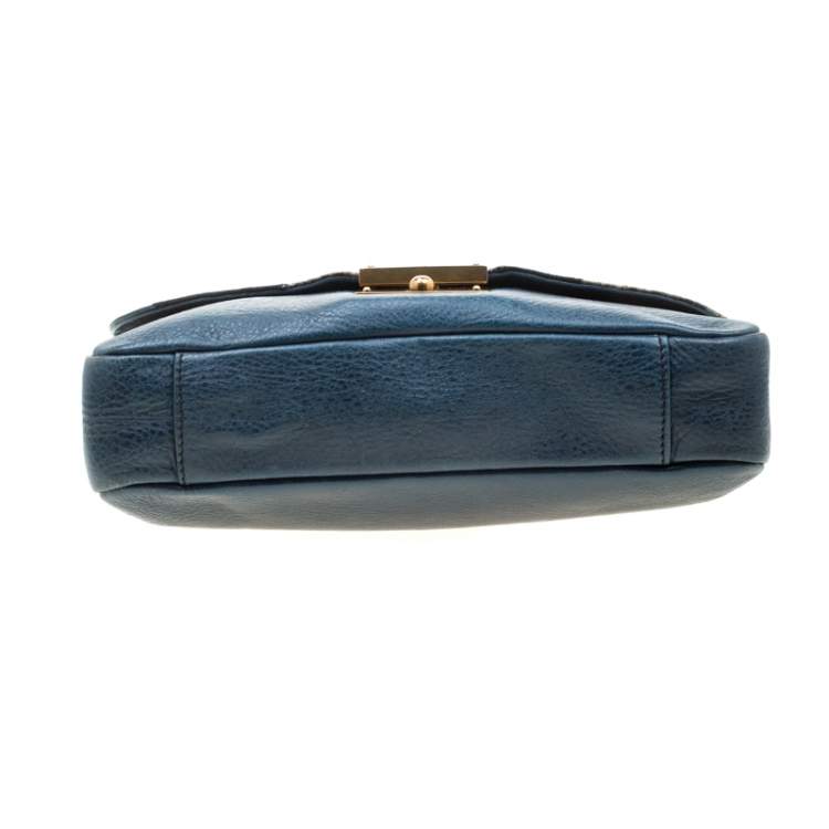 Pre Owned Marc by Marc Jacobs Blue Snakeskin and Leather Shoulder Bag