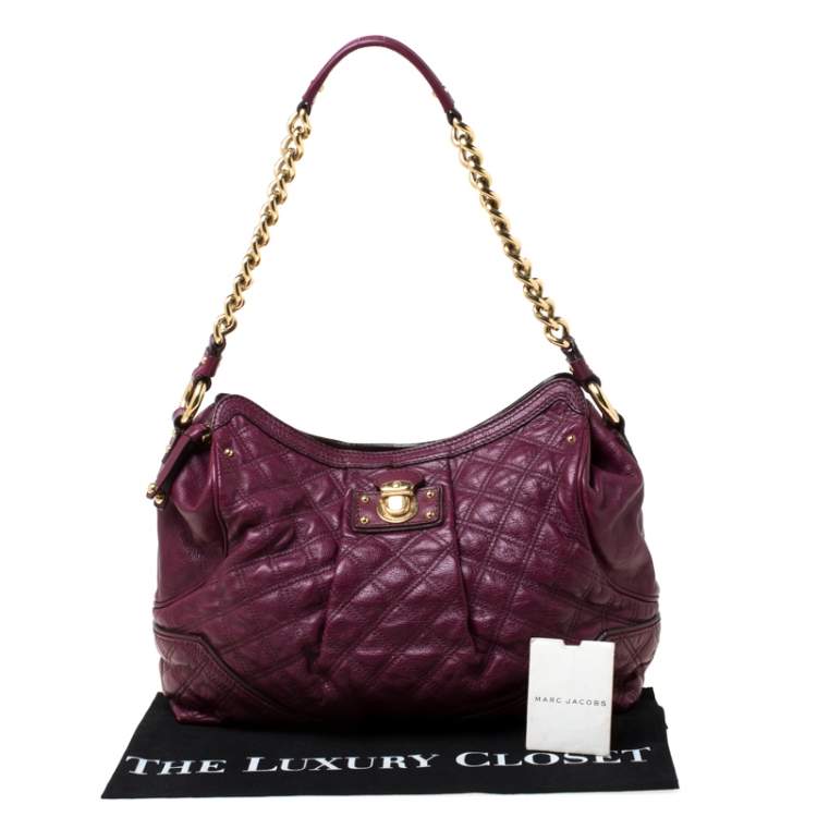 Pre Owned Marc Jacob Burgundy Quilted Leather Shoulder Bag