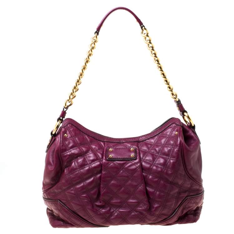 Pre Owned Marc Jacob Burgundy Quilted Leather Shoulder Bag