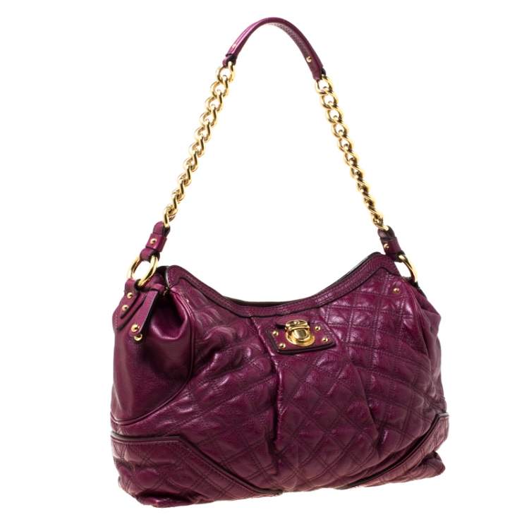 Pre Owned Marc Jacob Burgundy Quilted Leather Shoulder Bag