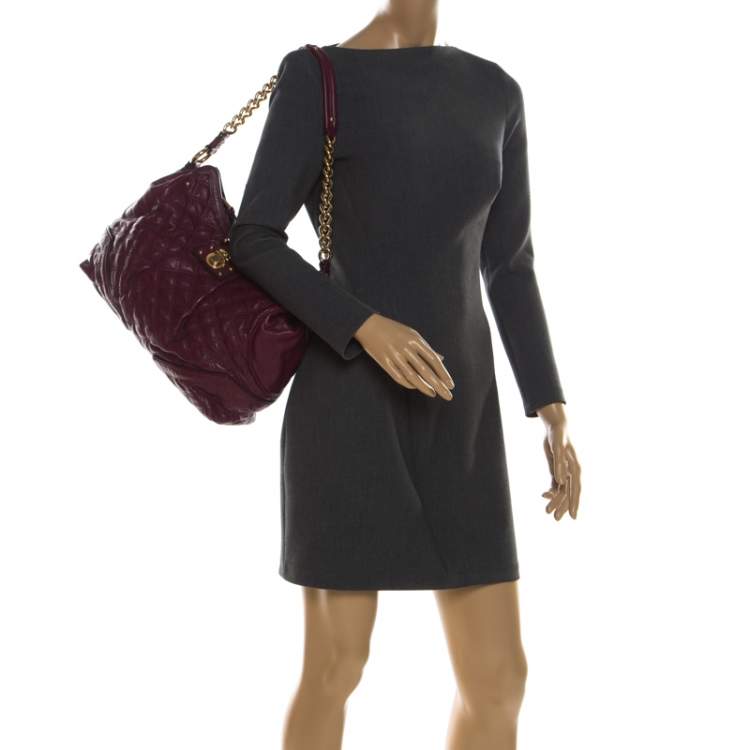 Pre Owned Marc Jacob Burgundy Quilted Leather Shoulder Bag