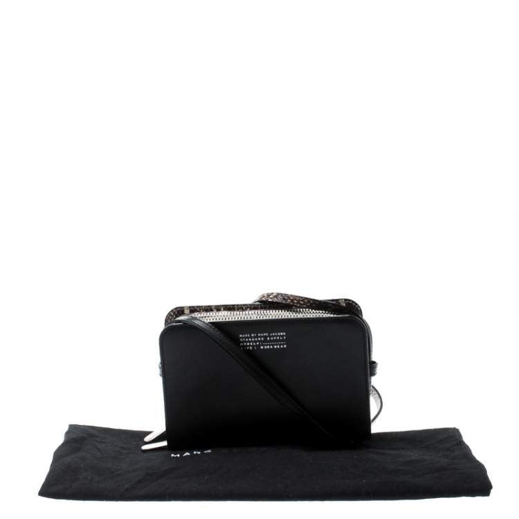 مملوكة مسبقًا Marc by Marc Jacobs Black Leather and Embossed Snakeskin Crossbody Bag