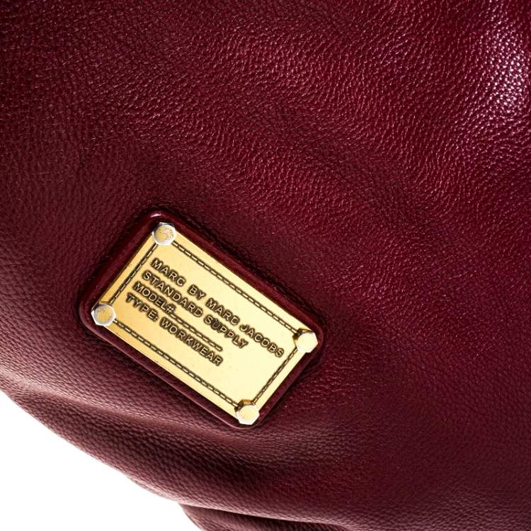 Pre Owned Marc by Marc Jacobs Burgundy Leather Tote 
