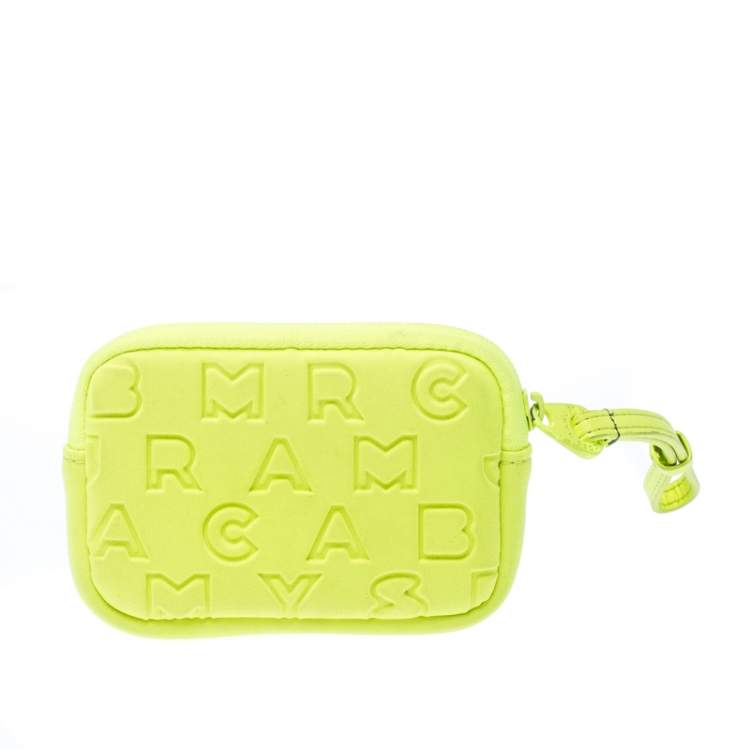 Pre Owned Marc by Marc Jacob Neon Green Dreamy Logo Fabric Wingnam Wristlet Pouch