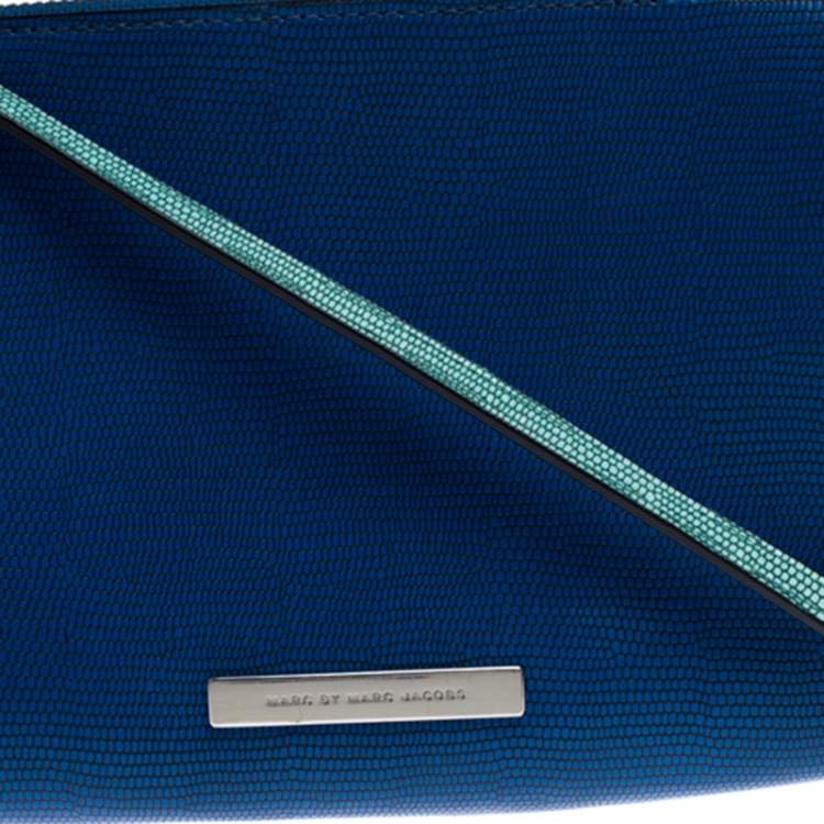 Pre Owned Marc By Marc Jacobs Blue/Green Stingray Embossed Leather Queens Night Out Ellen Crossbody Bag