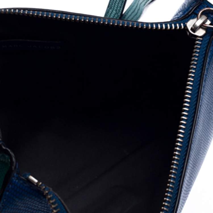 Pre Owned Marc By Marc Jacobs Blue/Green Stingray Embossed Leather Queens Night Out Ellen Crossbody Bag