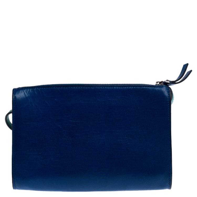Pre Owned Marc By Marc Jacobs Blue/Green Stingray Embossed Leather Queens Night Out Ellen Crossbody Bag