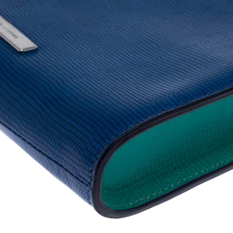 Pre Owned Marc By Marc Jacobs Blue/Green Stingray Embossed Leather Queens Night Out Ellen Crossbody Bag