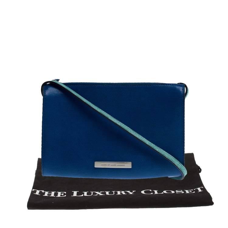 Pre Owned Marc By Marc Jacobs Blue/Green Stingray Embossed Leather Queens Night Out Ellen Crossbody Bag