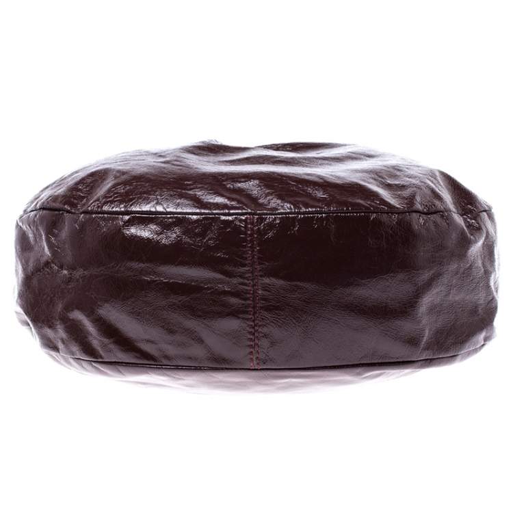 Pre Owned Marc by Marc Jacobs Brown/Pink Patent Leather Classic Q Hillier Hobo