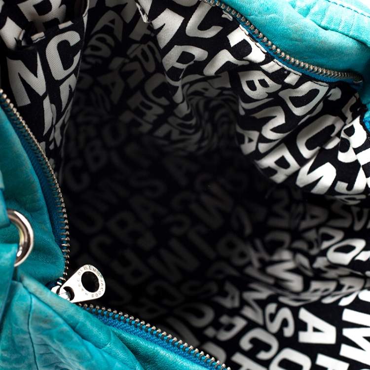 Pre Owned Marc by Marc Jacobs Blue Leather Leola Zip Hobo