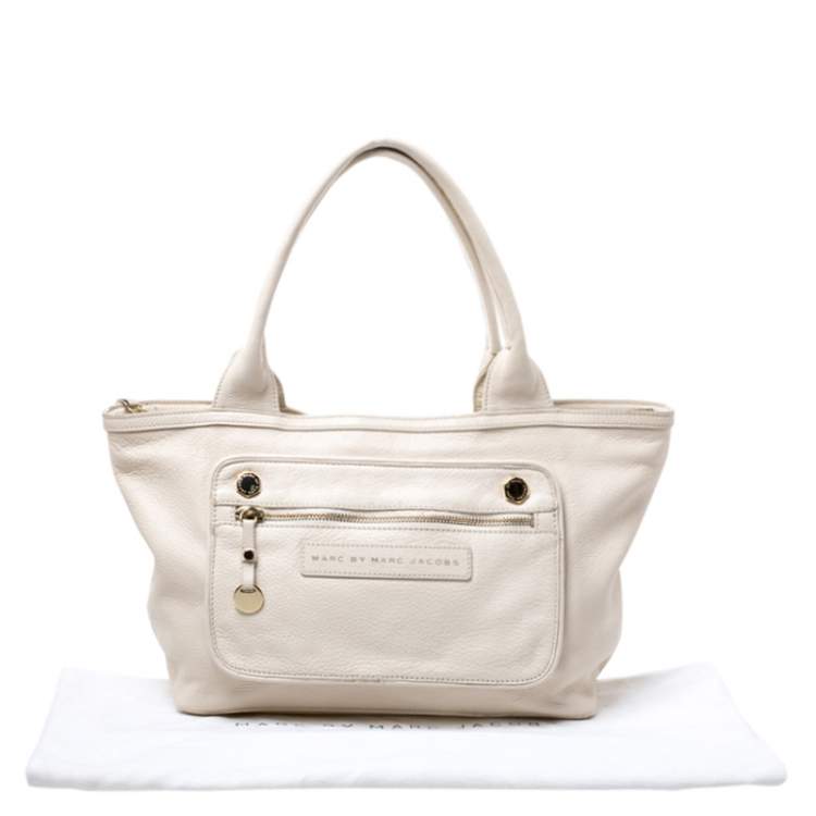 Pre Owned Marc by Marc Jacobs Off White Leather Satchel
