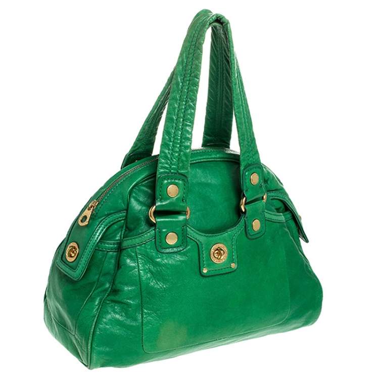 Pre Owned Marc by Marc Jacob Green Leather Front Turnlock Satchel