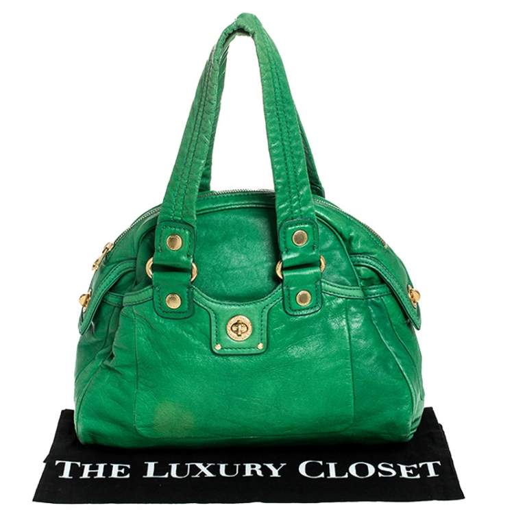 Pre Owned Marc by Marc Jacob Green Leather Front Turnlock Satchel