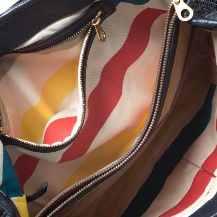 Pre Owned Marc by Marc Jacobs Blue Straw and Leather Flap Satchel
