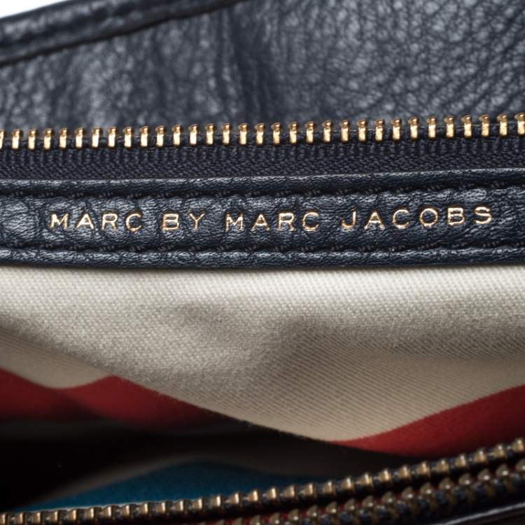 Pre Owned Marc by Marc Jacobs Blue Straw and Leather Flap Satchel