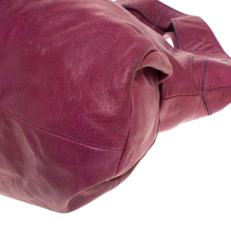 Pre Owned Marc by Marc Jacobs Fuchsia Leather Top Handle Bag