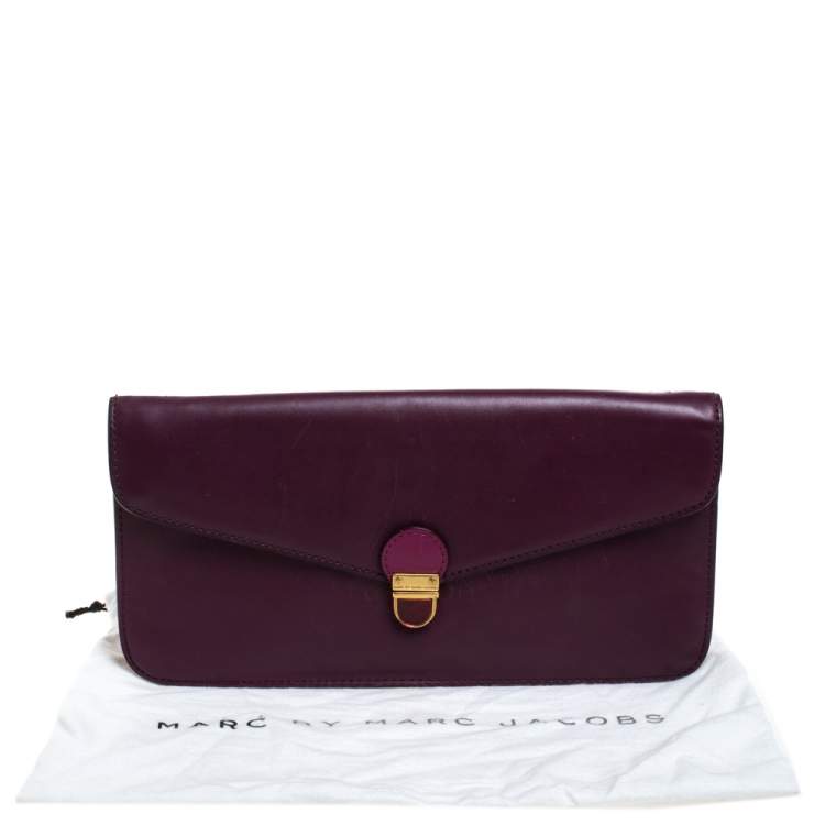 Pre Owned Marc by Marc Jacobs Purple/Magenta Leather Clutch
