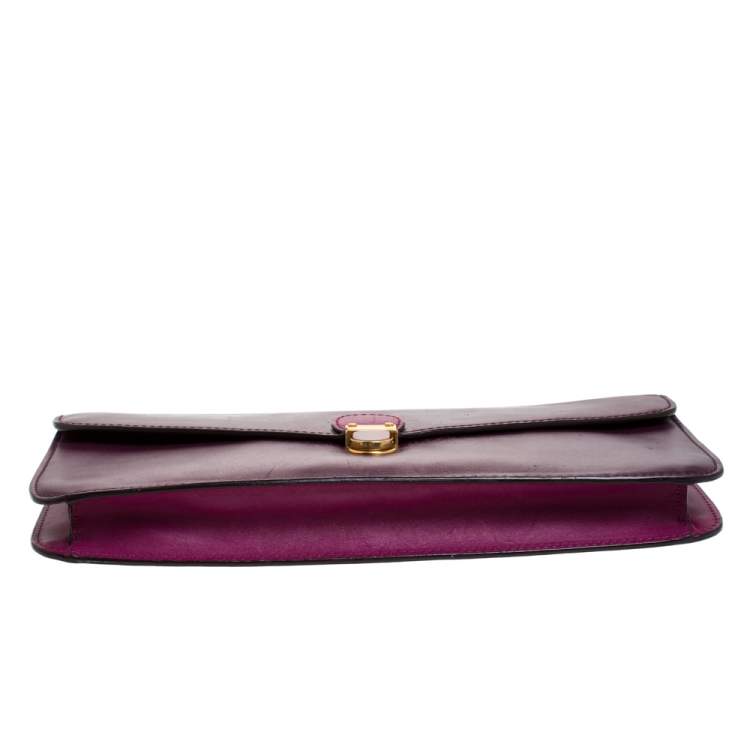 Pre Owned Marc by Marc Jacobs Purple/Magenta Leather Clutch