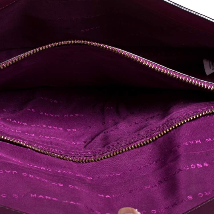 Pre Owned Marc by Marc Jacobs Purple/Magenta Leather Clutch