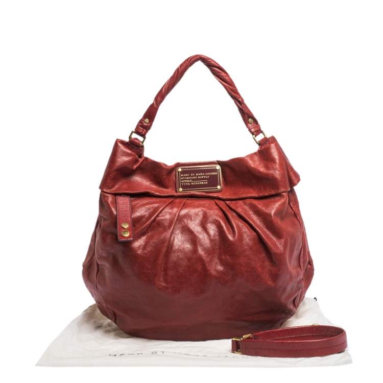 مملوكة مسبقًا Marc by Marc Jacobs Red Glaze Leather Classic Q Hillier Hobo