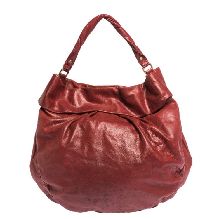 مملوكة مسبقًا Marc by Marc Jacobs Red Glaze Leather Classic Q Hillier Hobo