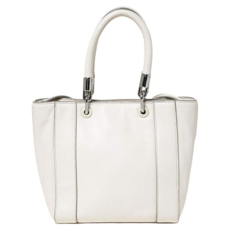 Pre Owned Marc By Marc Jacobs White Leather Eyelet Tote
