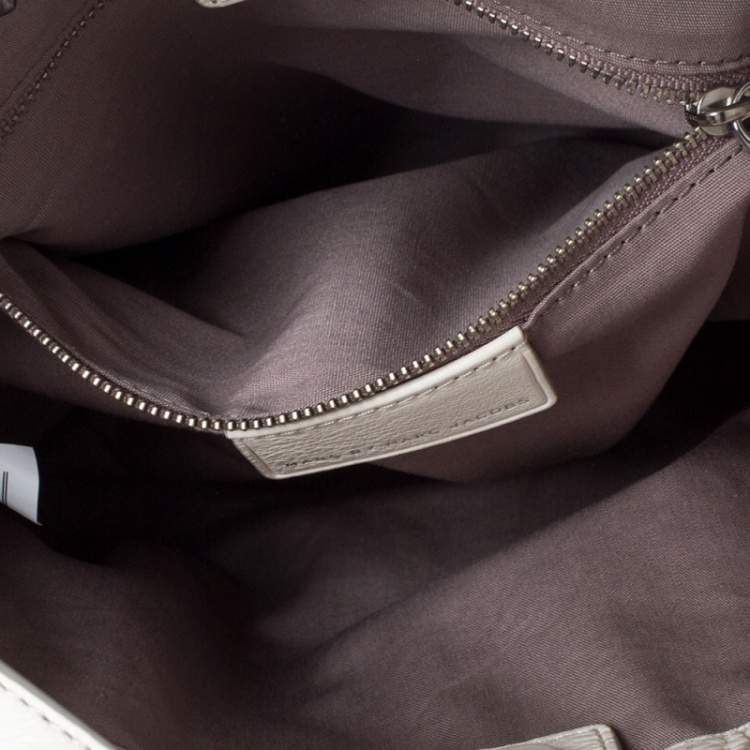 Pre Owned Marc By Marc Jacobs White Leather Eyelet Tote