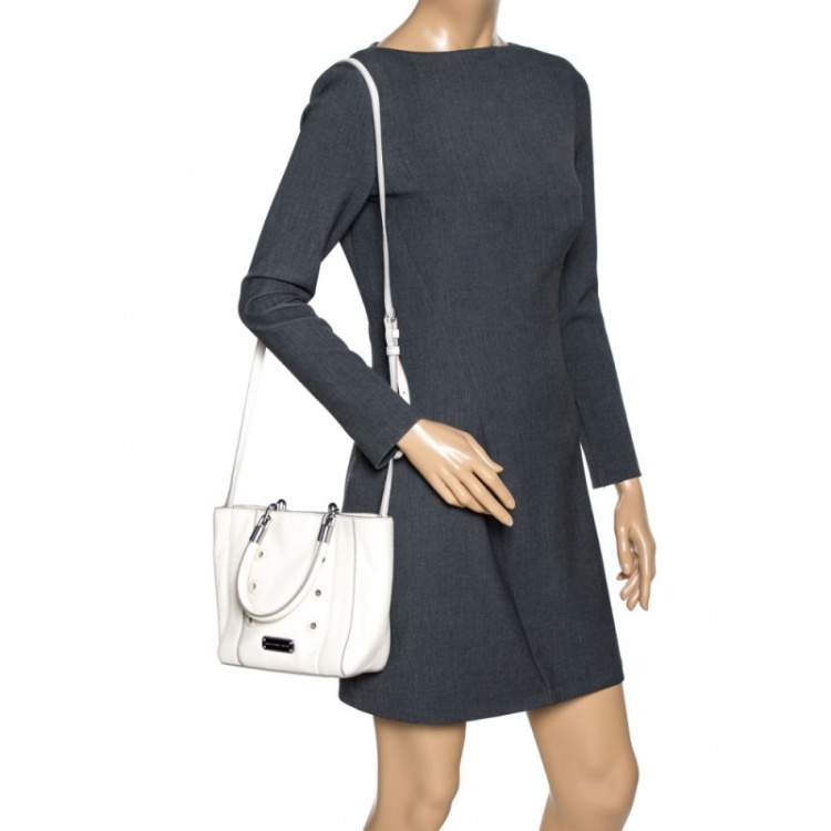 Pre Owned Marc By Marc Jacobs White Leather Eyelet Tote