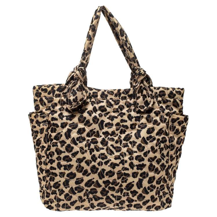 Pre Owned Marc by Marc Jacobs Beige Leopard Print Nylon Medium Pretty Tate 