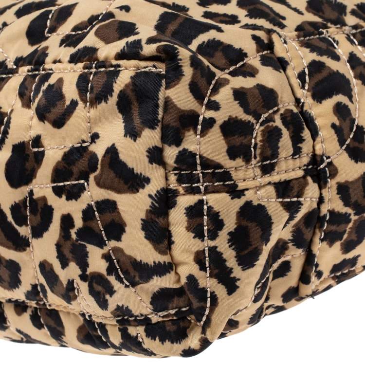 Pre Owned Marc by Marc Jacobs Beige Leopard Print Nylon Medium Pretty Tate 