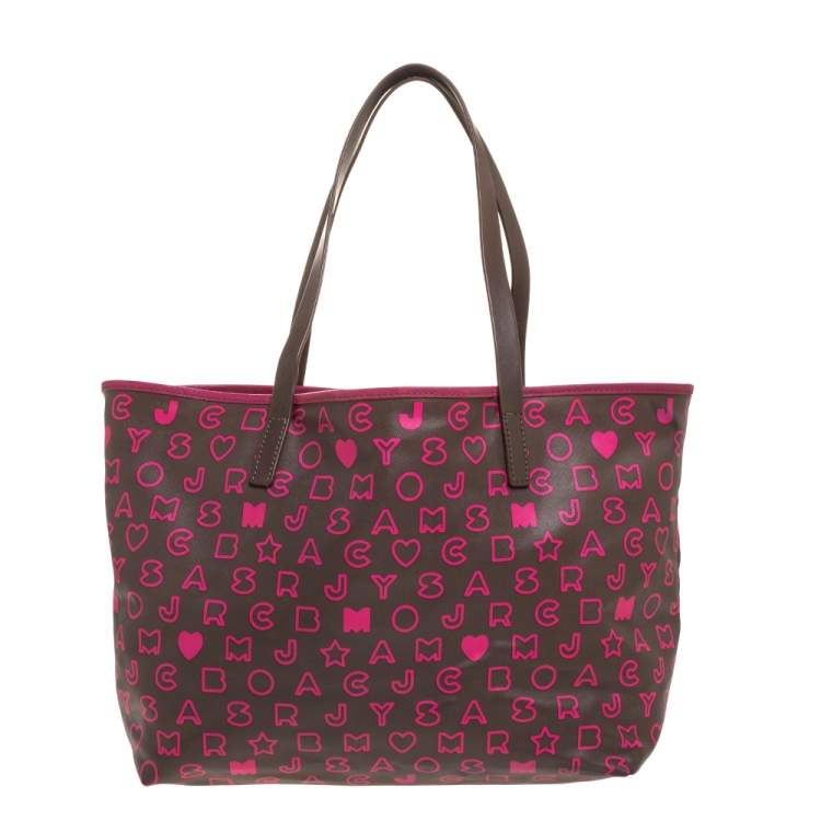 Pre Owned Marc by Marc Jacobs Brown/Pink Pvc and Leather Easy Tote