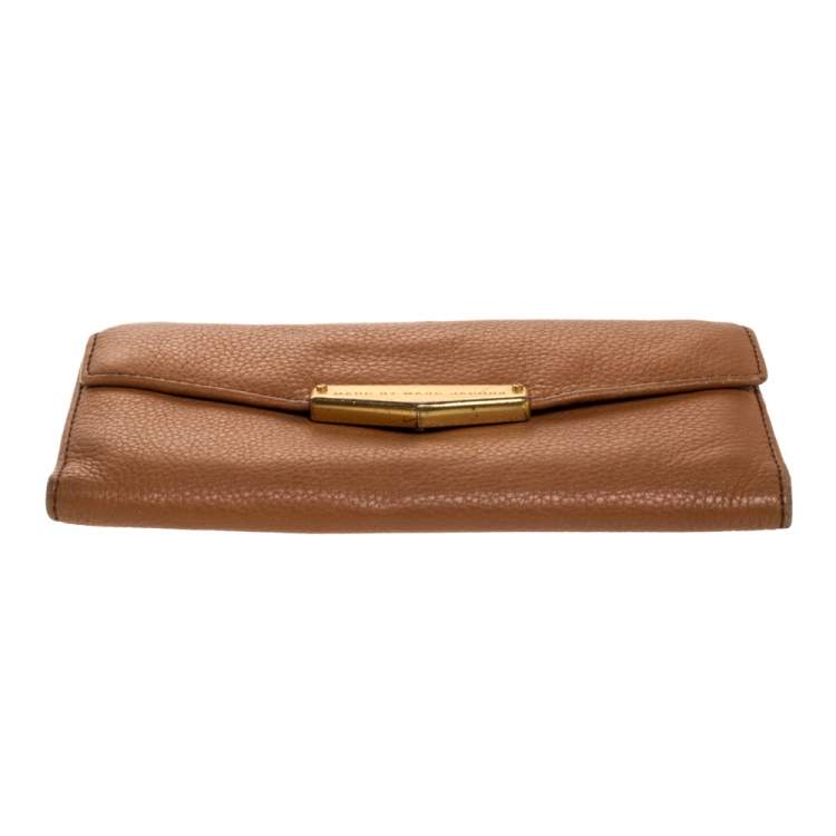 Pre Owned Marc by Marc Jacobs Tan Soft Leather Flap Trifold Continental Wallet