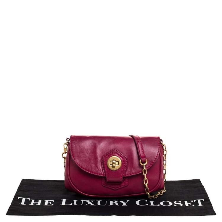 Pre Owned Marc by Marc Jacobs Magenta Leather Crossbody Bag
