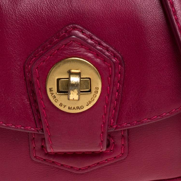 Pre Owned Marc by Marc Jacobs Magenta Leather Crossbody Bag
