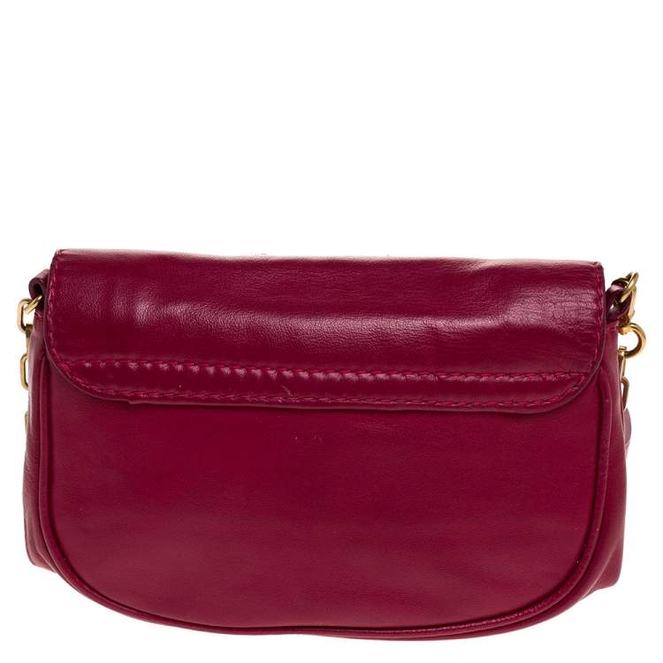 Pre Owned Marc by Marc Jacobs Magenta Leather Crossbody Bag