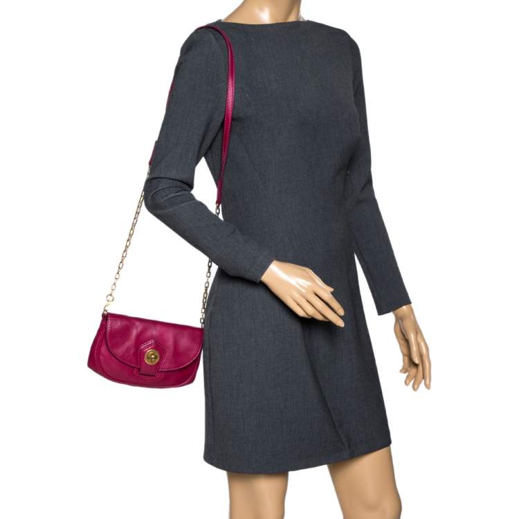 Pre Owned Marc by Marc Jacobs Magenta Leather Crossbody Bag