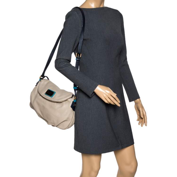 مملوكة مسبقًا Marc by Marc Jacobs Beige/Blue Leather Classic Q Natasha Crossbody Bag