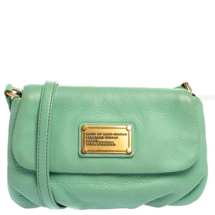The Snapshot of Marc Jacobs - Beige, turquoise and cognac colored printed  leather rectangular bag with shoulder strap for women
